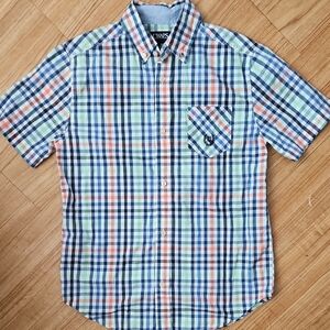 Boys Chaps Plaid Button Down Size Medium Shirt